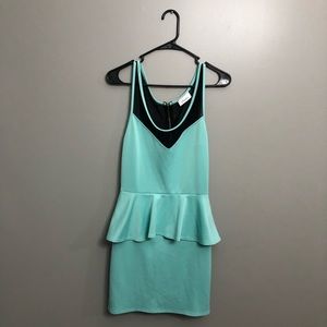 Teal & Black pencil skirt dress